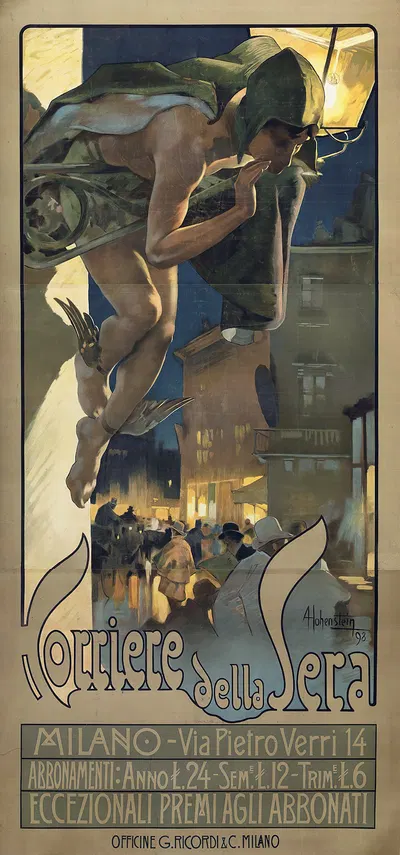 Corriere Della Sera – Milano by Adolfo Hohenstein, 1898 — digital art print download