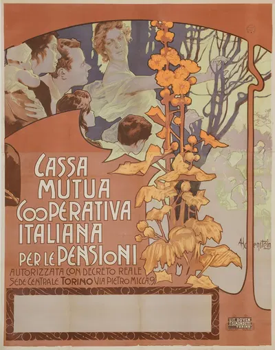 Cassa Nazionale Mutua Cooperativa Per Le Pensioni by Adolfo Hohenstein, 1898 — digital art print download
