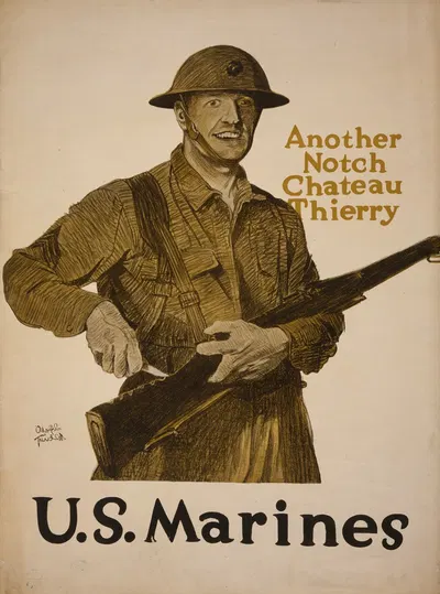 Another notch, Chateau Thierry – U.S. Marines by Adolph Treidler, 1918 — digital art print download