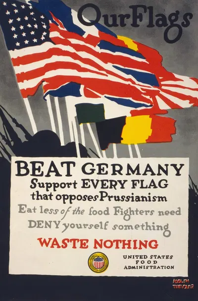 Our flags–Beat Germany Support every flag that opposes Prussianism by Adolph Treidler, 1918 — digital art print download