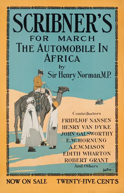 Scribner's for March, the automobile in Africa by Sir Henry Norman, MP by Adolph Treidler — digital art print download