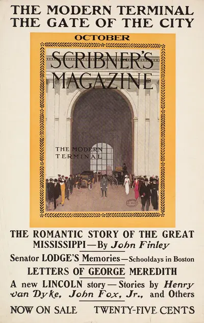 The modern terminal, the gate of the city. October, scribner's magazine by Adolph Treidler — digital art print download