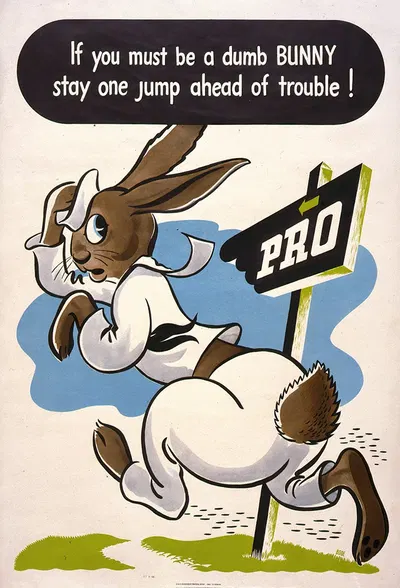 If you must be a dumb bunny stay one jump ahead of trouble! by Bode, 1945 — digital art print download