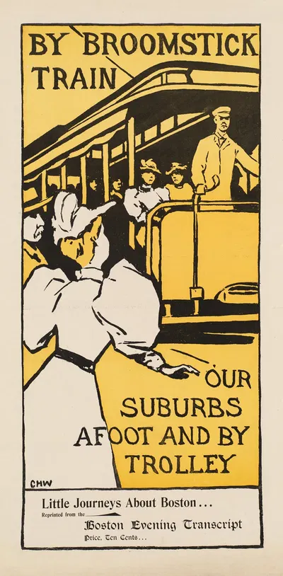 By broomstick train, our suburbs afoot & by trolley by Чарльз Херберт Вудбери, 1895 — digital art print download