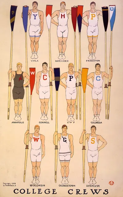 College crews by Эдвард Пэнфилд, 1908 — digital art print download