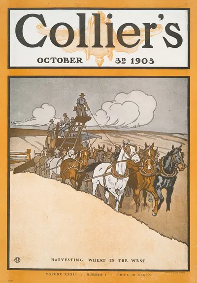 Collier's October 3rd, 1903, Harvesting Wheat in The West by Эдвард Пэнфилд, 1903 — digital art print download