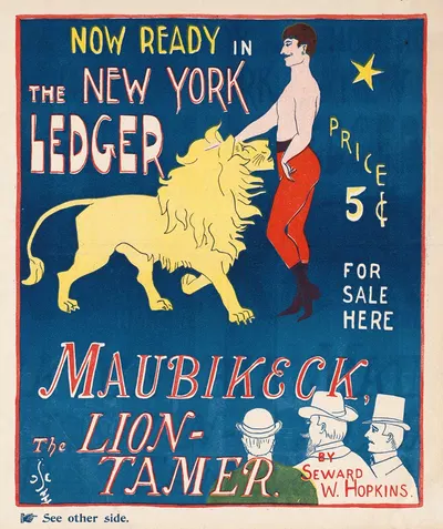 Now ready in the New York ledger, Maubikeck, the lion-tamer. by George Frederick Scotson-Clark — digital art print download