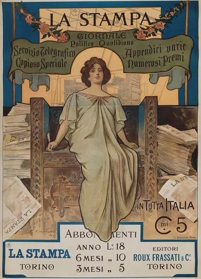 La Stampa, Giornale Politico Quotidiano by Giovanni Battista Carpanetto, 1898 — digital art print download