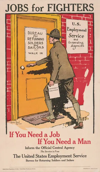 Jobs for fighters by Gordon Grant, 1919 — digital art print download