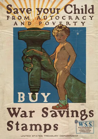 Save your child from autocracy & poverty Buy war savings stamps by Герберт Паус, 1918 — digital art print download
