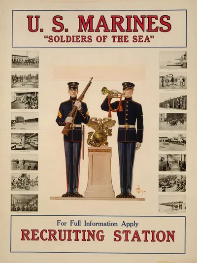 U.S. Marines 'Soldiers of the sea' by Джозеф Кристиан Лейендеккер, 1917 — digital art print download