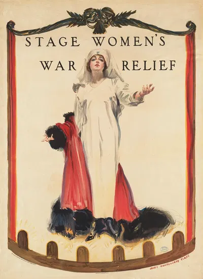 Stage women's war relief by Джеймс Монтгомери Флагг, 1917 — digital art print download