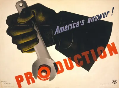 Production, America's answer! by Jean Carlu, 1941-1942 — digital art print download