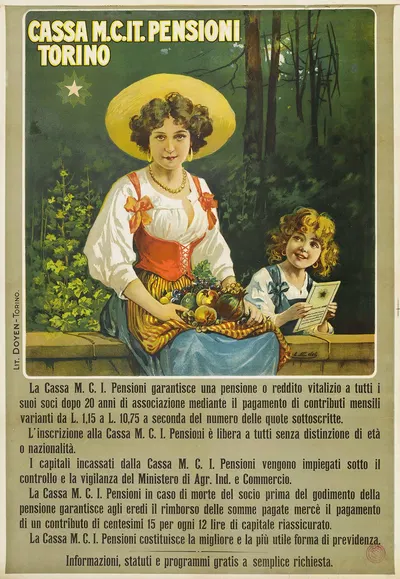 Cassa M.C. It. Pensioni, Torino by Leonida Edel, 1905 — digital art print download