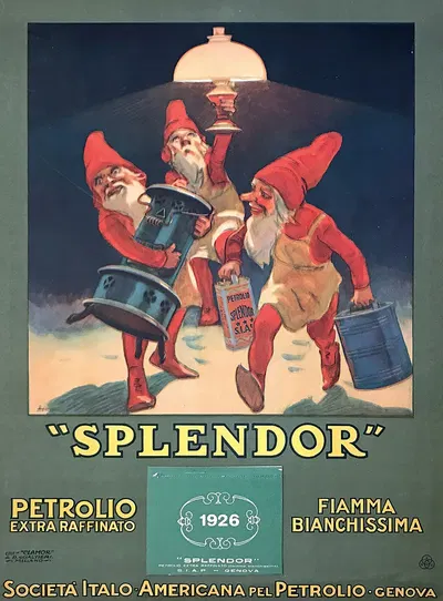 Splendor – Petrolio Extra Raffinato, Fiamma Bianchissima by Leopoldo Metlicovitz — digital art print download