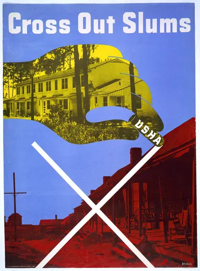 Cross out slums. USHA by Lester Beall, 1941 — digital art print download