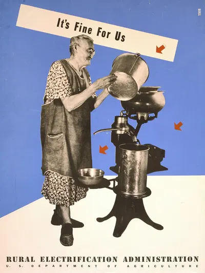It's fine for us Rural Electrification Administration, U.S. Department of Agriculture by Lester Beall, 1930 — digital art…