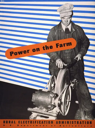 Power on the farm Rural Electrification Administration, U.S. Department of Agriculture. by Lester Beall, 1940 — digital art…