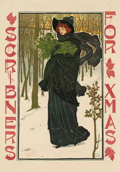 Scribners for Xmas by Louis Rhead, 1895 — digital art print download