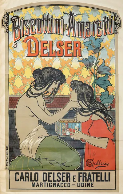 Biscotti Amaretti Delser by Osvaldo Ballerio, 1905 — digital art print download