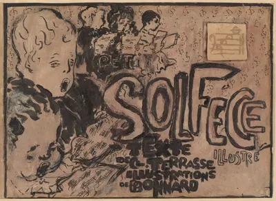 Final study for the cover of Petit solfège illustré by Pierre Bonnard, 1893 — digital art print download