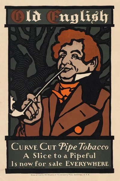 Old English, curve cut pipe tobacco by Уилл Брэдли, 1899 — digital art print download