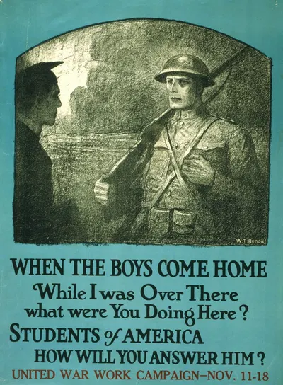 When the boys come home While I was over there what were you doing here, Students of America, how will you answer him by…