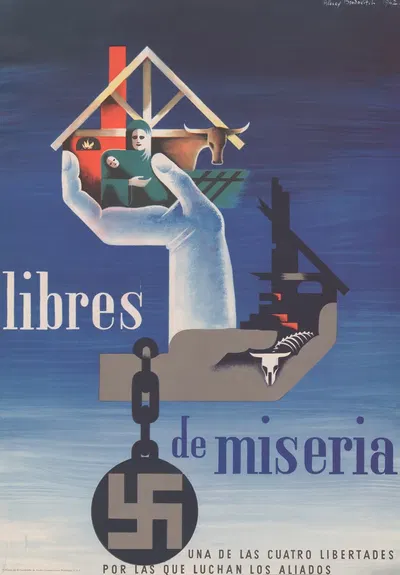 Libres de miseria. Una de las cuatro libertades por las que luchan los aliados by Alexey Brodovitch, 1942 — digital art…