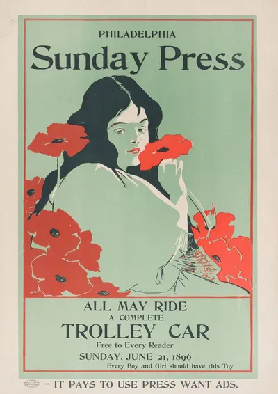 All may ride; a complete trolley car free to every reader, Sunday, Jun. 21, 1896 by Джордж Рейтер Брилл, 1896 — digital art…