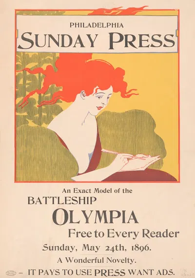 An exact model of the battleship Olympia free to every reader, Sunday , May 24th, 1896. by Джордж Рейтер Брилл, 1896 —…