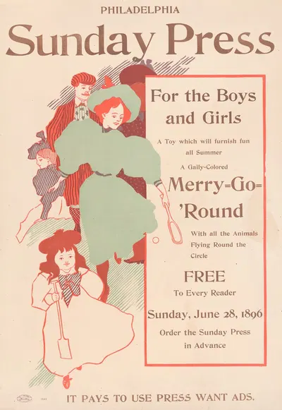 For the boys and girls … merry-go-round by Джордж Рейтер Брилл, 1896 — digital art print download