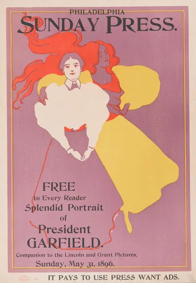 Free to every reader, splendid portrait of President Garfield by Джордж Рейтер Брилл, 1896 — digital art print download