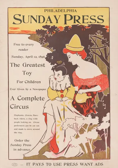 Free to every reader, Sunday, April 12th, 1896; the greatest toy for children ever given by a newspaper – a complete…