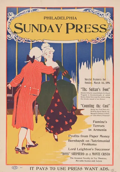Special features for Sunday, March 1st, 1896. by Джордж Рейтер Брилл, 1896 — digital art print download
