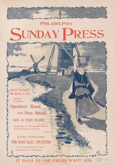 Special features for Sunday, March 29th, 1896. by Джордж Рейтер Брилл, 1896 — digital art print download