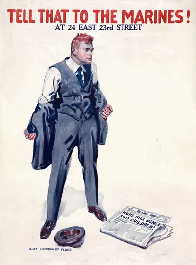 Tell that to the Marines! At 24 E 23rd Street by Джеймс Монтгомери Флагг, 1918 — digital art print download