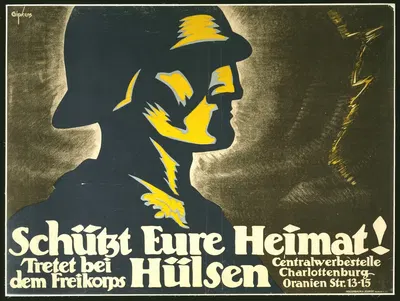Schütz eure Heimat! Tretet bei dem Freikorps Hülsen by Julius Gipkens, 1918 — digital art print download