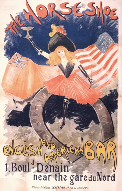 The horseshoe English and American bar, 1, Bould. Denain near the Gare du Nord by Louis Abel-Truchet, 1890 — digital art…