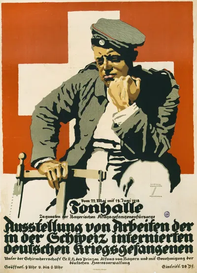 Tonhalle … Ausstellung von Arbeiten der in der Schweiz internierten deutschen Kriegsgefangenen by Ludwig Hohlwein, 1918 —…