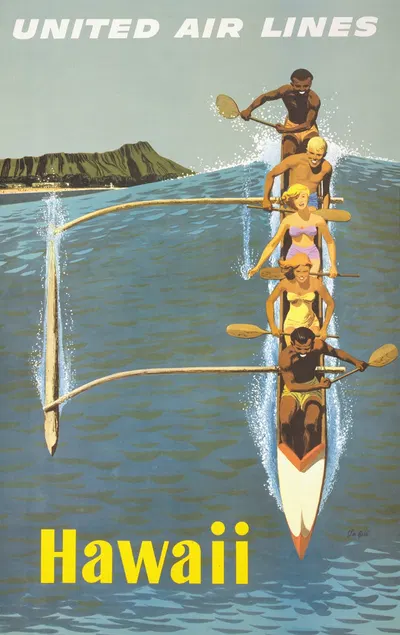 Hawaii, United Air Lines by Stanley Galli, 1960 — digital art print download