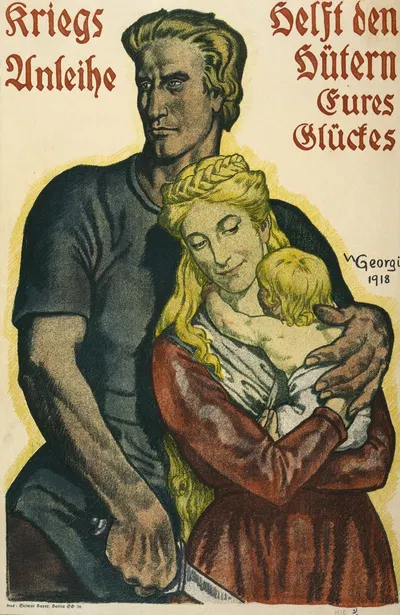 Kriegsanleihe, helft den Hütern eures Glückes by Уолтер Георги, 1918 — digital art print download