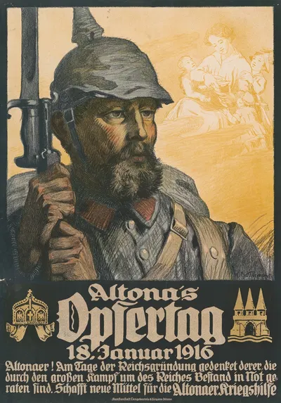 Altona's Opfertag, 18. Januar 1916 by Wilhelm Battermann, 1916 — digital art print download