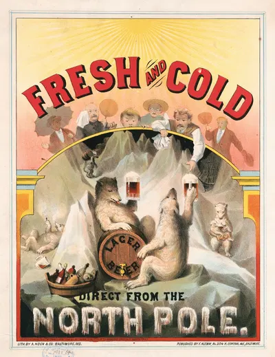 Fresh and cold–Lager beer direct from the North Pole by А. Хоен и Ко, 1877 — digital art print download