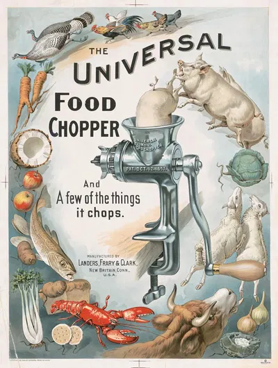 The universal food chopper and a few of the things it chops by Forbes Co., 1899 — digital art print download