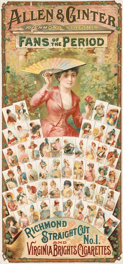 Allen & Ginter, Richmond, Virginia, fans of the period by Шумахер и Эттлингер, 1885 — digital art print download