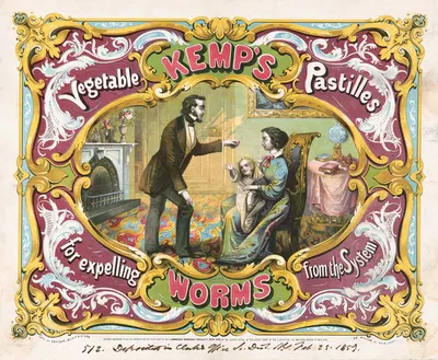 Kemp's vegetable pastilles for expelling worms from the system by Snyder, Black & Sturn, 1857 — digital art print download