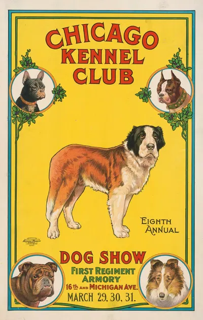 Chicago kennel club, eighth annual dog show, first regiment armory, 16th and Michigan Ave. by U.S. Lithograph Co., 1909 —…