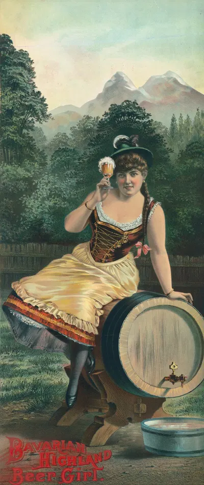 Bavarian highland beer girl by Henry Jerome Schile, 1886 — digital art print download