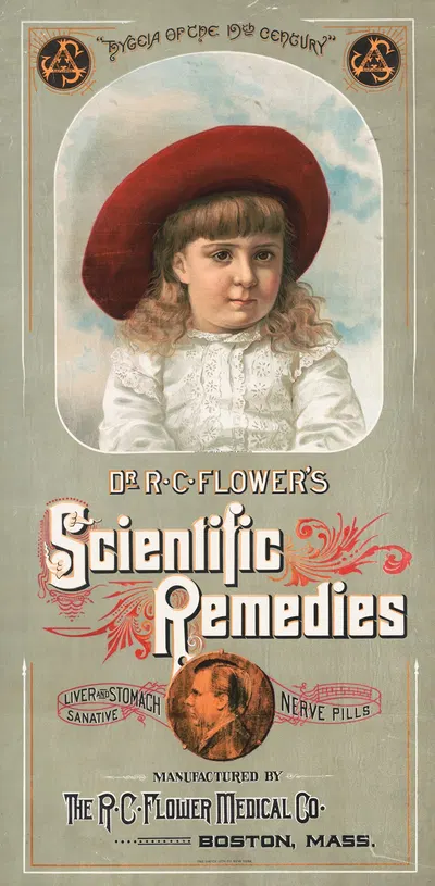 Dr. R.C. Flower's scientific remedies by Хэтч Лит. Ко., 1887 — digital art print download