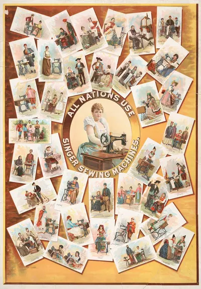 All nations use Singer sewing machines by Дж. Оттманн Лит. Ко., 1892 — digital art print download